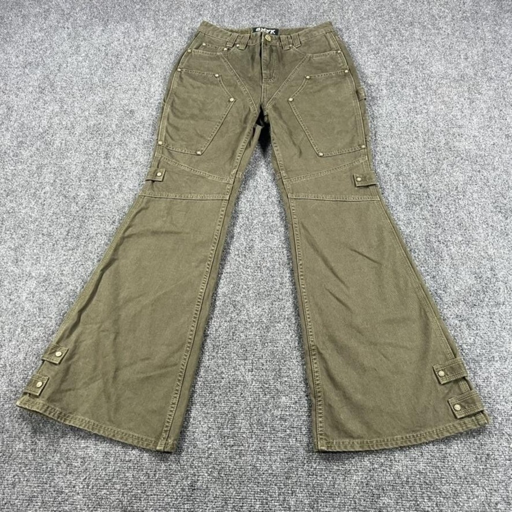 SMFK Jeans Womens Medium Green Wild World Mermaid High Rise‎ Flare Cargo
